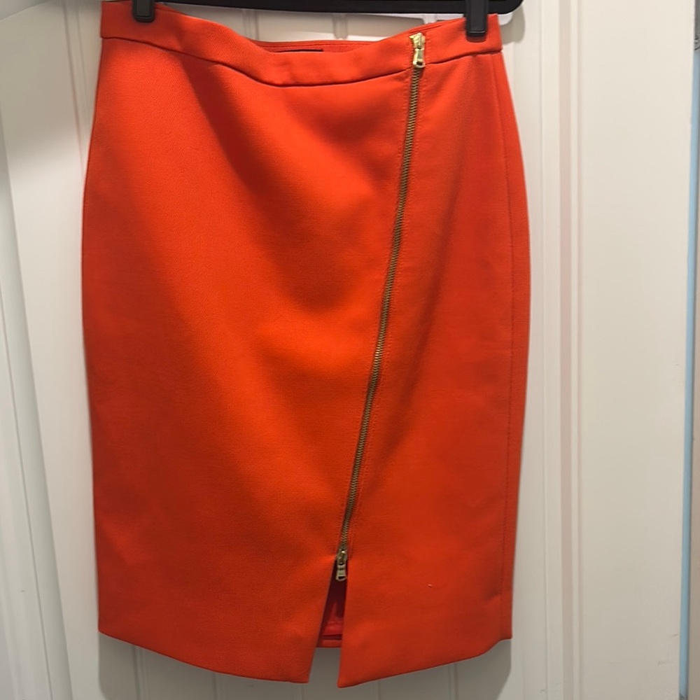 J. Crew Orange Silver Asymmetrical Pencil Skirt